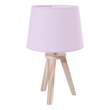 Atmosphera - Lampa stołowa TRIPOD 1xE14/40W/230V sosna/różowy