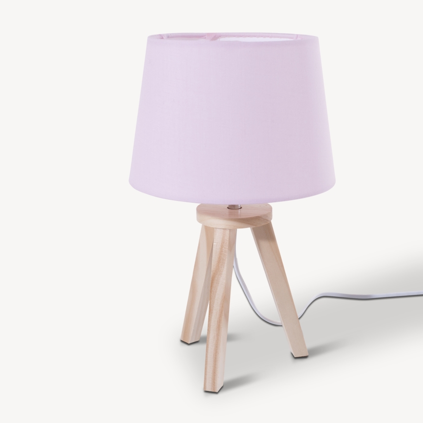 Atmosphera - Lampa stołowa TRIPOD 1xE14/40W/230V sosna/różowy