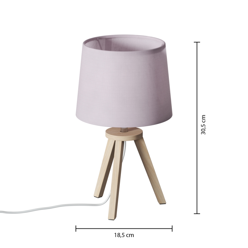 Atmosphera - Lampa stołowa TRIPOD 1xE14/40W/230V sosna/różowy