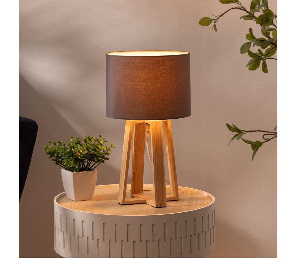 Atmosphera - Lampa stołowa MOLU 1xE27/25W/230V sosna/szara
