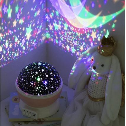 Atmosphera - LED projektor dziecięcy 3xAA różowy