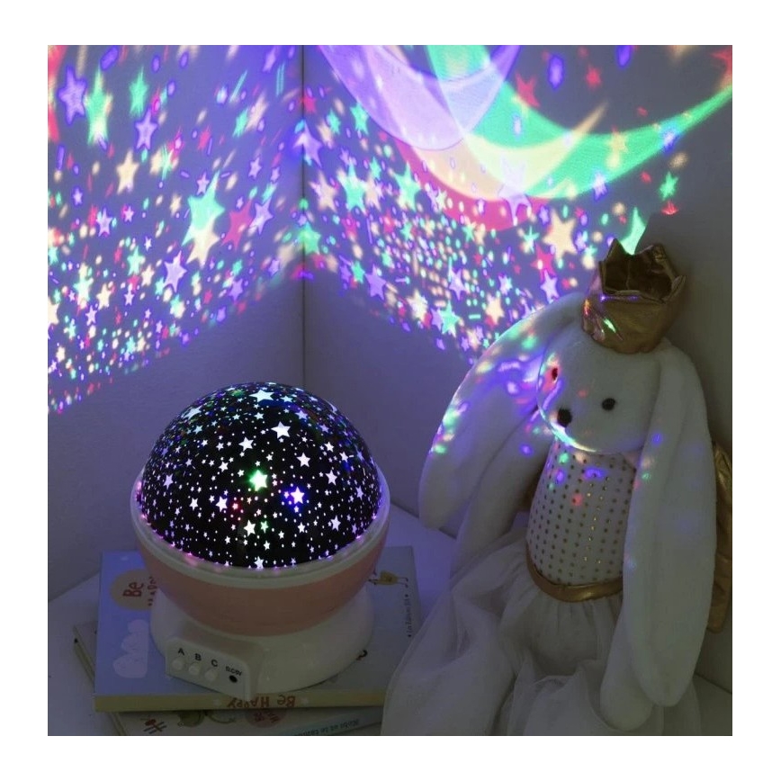 Atmosphera - LED projektor dziecięcy 3xAA różowy