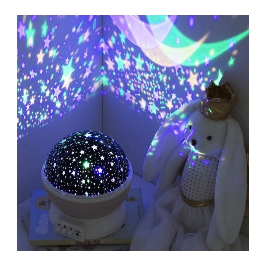 Atmosphera - LED projektor dziecięcy 3xAA różowy