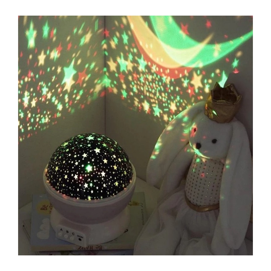 Atmosphera - LED projektor dziecięcy 3xAA różowy