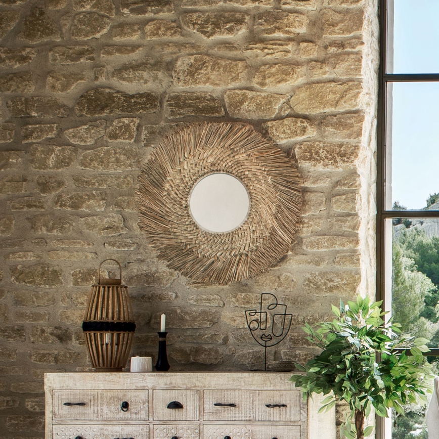 Atmosphera - Lustro ścienne AEL śr. 80 cm trzcina