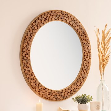 Atmosphera - Lustro ścienne ANOKI śr. 99 cm eukaliptus