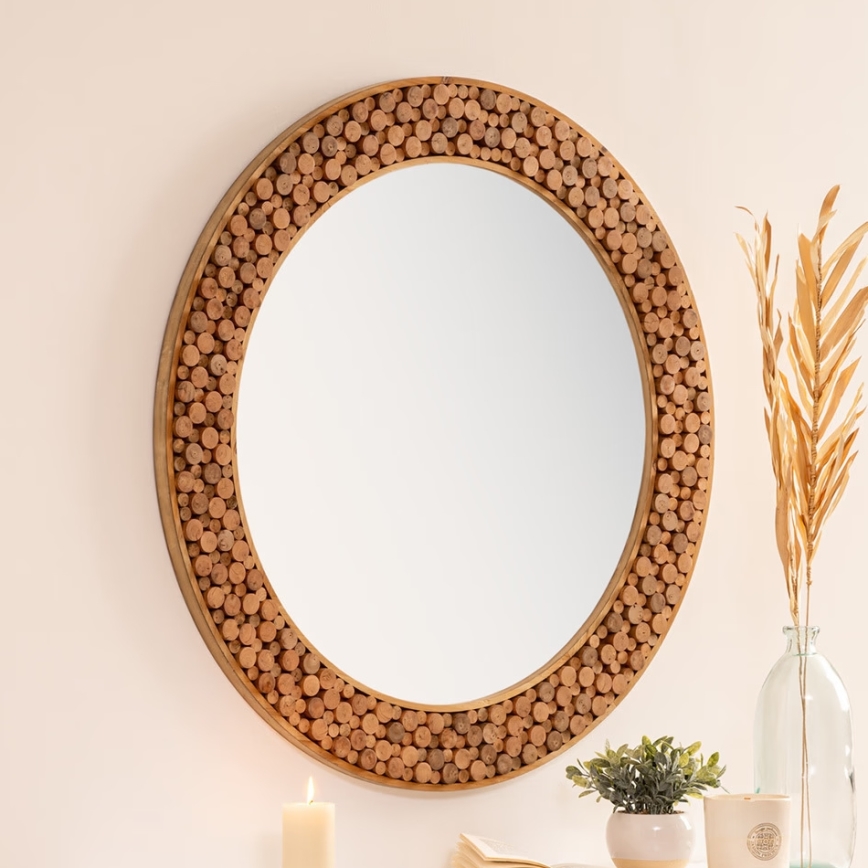 Atmosphera - Lustro ścienne ANOKI śr. 99 cm eukaliptus