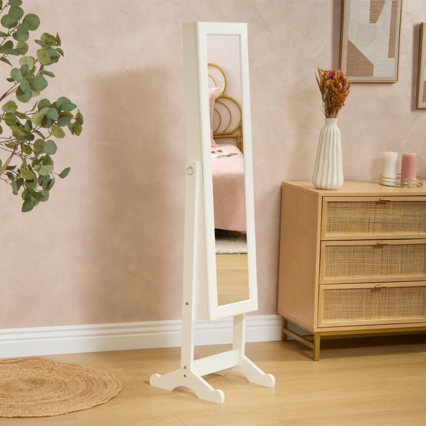 Atmosphera - Lustro stojące ze szkatułką na biżuterię KRISTIN 146,8x37 cm białe