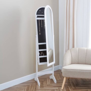Atmosphera - Lustro stojące ze szkatułką na biżuterię LEXY 158x38 cm białe