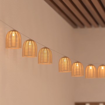 Atmosphera - Solarny dekoracyjny łańcuch LED AIA, 10 x LED, 3,35 m, IP44, ciepła biała, 1500 mAh