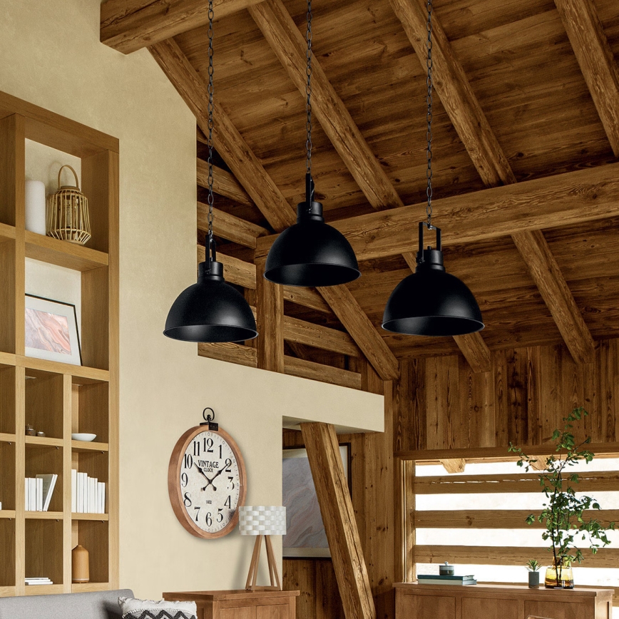 Atmosphera - Żyrandol na łańcuchu BASALT 1xE27/25W/230V czarny