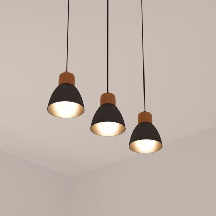 Atmosphera - Żyrandol na lince DESY 1xE27/40W/230V sosna
