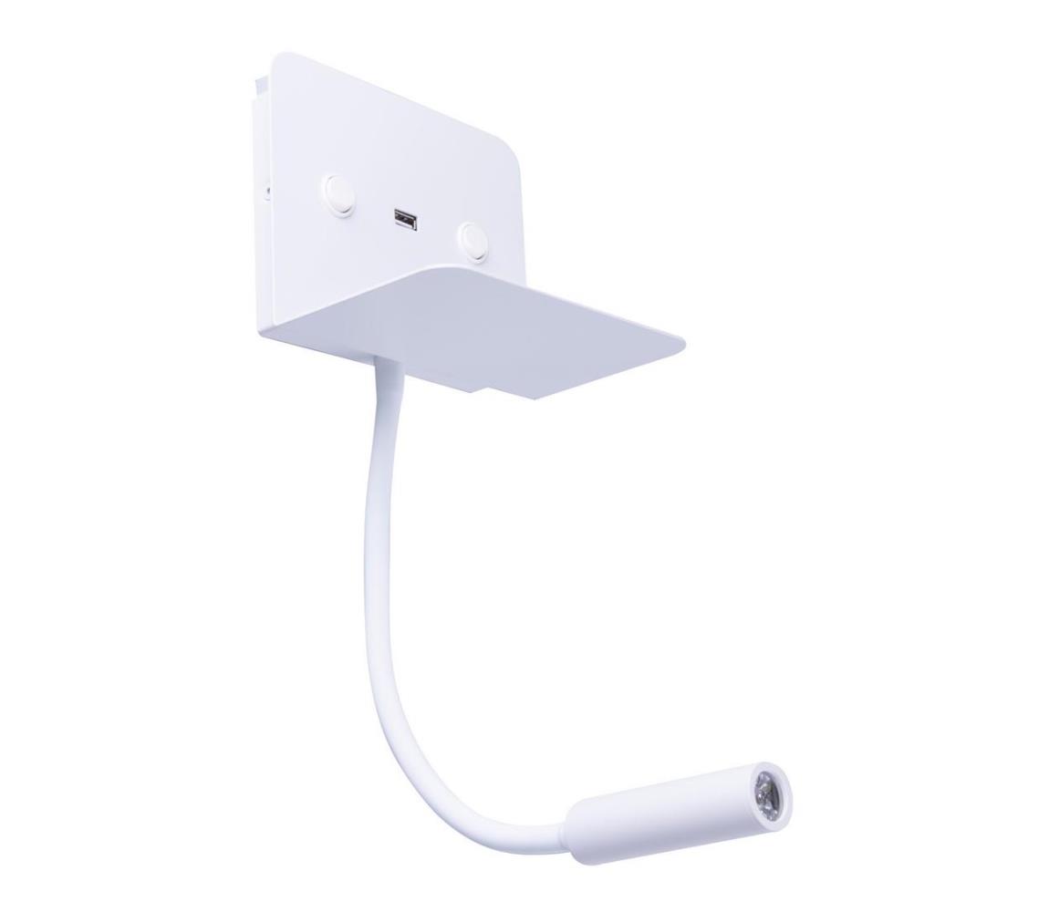 Azzardo AZ4417 - LED Elastyczna lampka z półką VERA 1xLED/5W/230V + 1xLED/6W