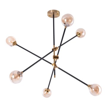Azzardo AZ4700 - Żyrandol na drążku SOLEN 6xG9/30W/230V czarny/gold