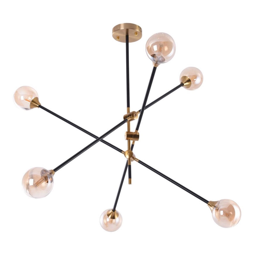 Azzardo AZ4700 - Żyrandol na drążku SOLEN 6xG9/30W/230V czarny/gold