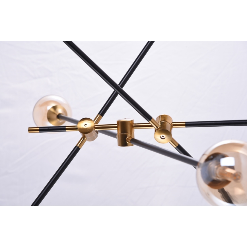 Azzardo AZ4700 - Żyrandol na drążku SOLEN 6xG9/30W/230V czarny/gold