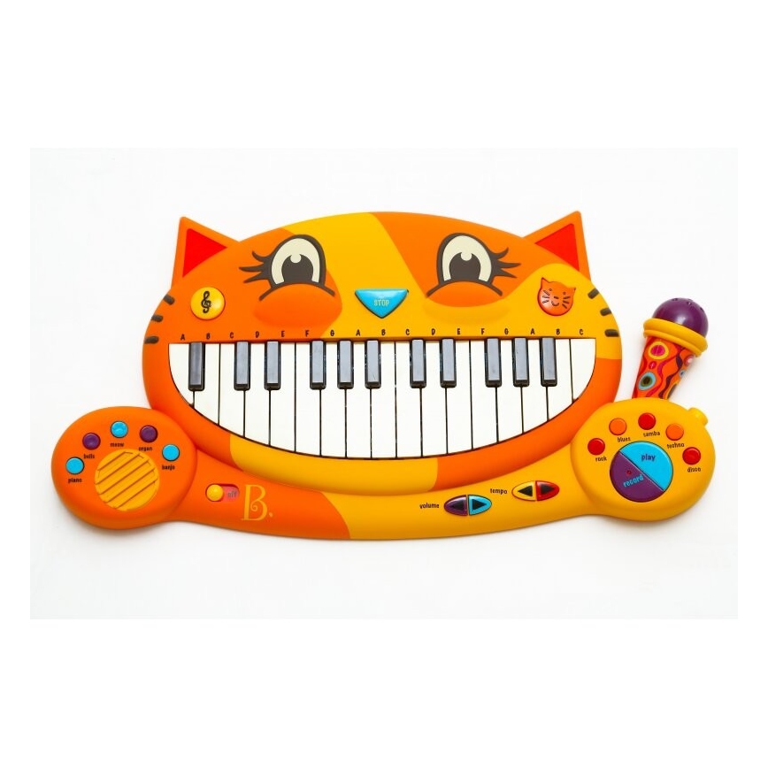 B-Toys - Pianino dla dzieci z mikrofonem Kot 4xAA