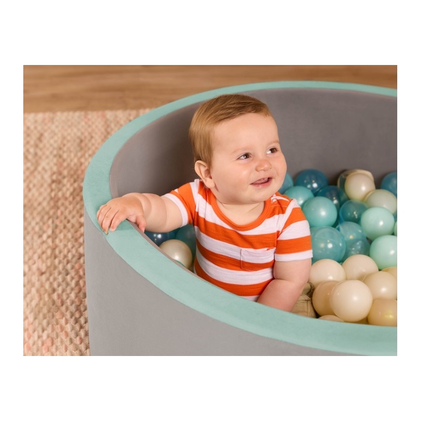 B-Toys - Suchy basen dla dzieci z piłeczkami śr. 89 cm szary/turkusowy