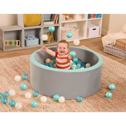 B-Toys - Suchy basen dla dzieci z piłeczkami śr. 89 cm szary/turkusowy