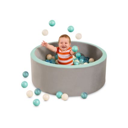 B-Toys - Suchy basen dla dzieci z piłeczkami śr. 89 cm szary/turkusowy
