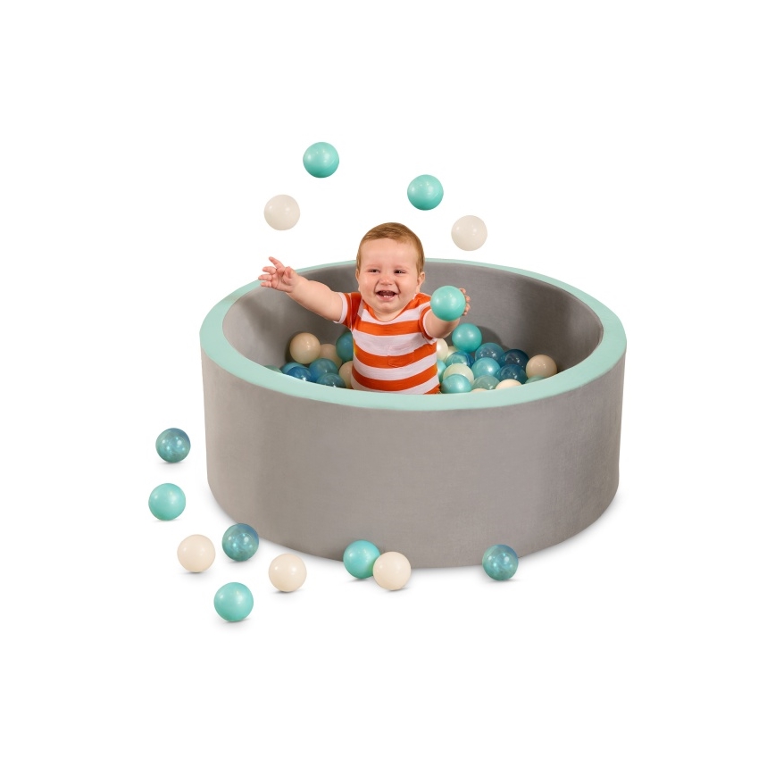 B-Toys - Suchy basen dla dzieci z piłeczkami śr. 89 cm szary/turkusowy