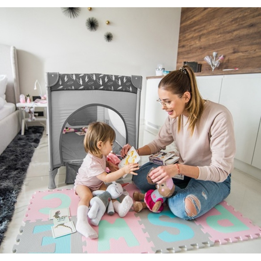 BabyOno - Łóżeczko turystyczne BASIC szare