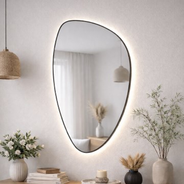 Baltica Design - LED łazienkowe lustro ścienne z podświetleniem STONE FLUID LED/15W/230V 4500K 92x55 cm IP65 czarne