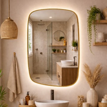 Baltica Design - LED Lustro łazienkowe naścienne z podświetleniem STONE CALM LED/15W/230V 4500K 90x60 cm IP65 złote