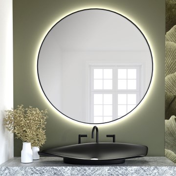 Baltica Design - Lustro łazienkowe ścienne z podświetleniem BRIGHT LED, 15 W, 230 V, 4500 K, Ø 60 cm, IP65, czarne