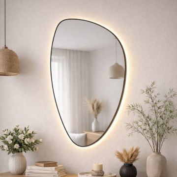 Baltica Design - Lustro ścienne łazienkowe LED z podświetleniem STONE FLUID LED/15W/230V 2700K 92x55 cm IP65 czarne