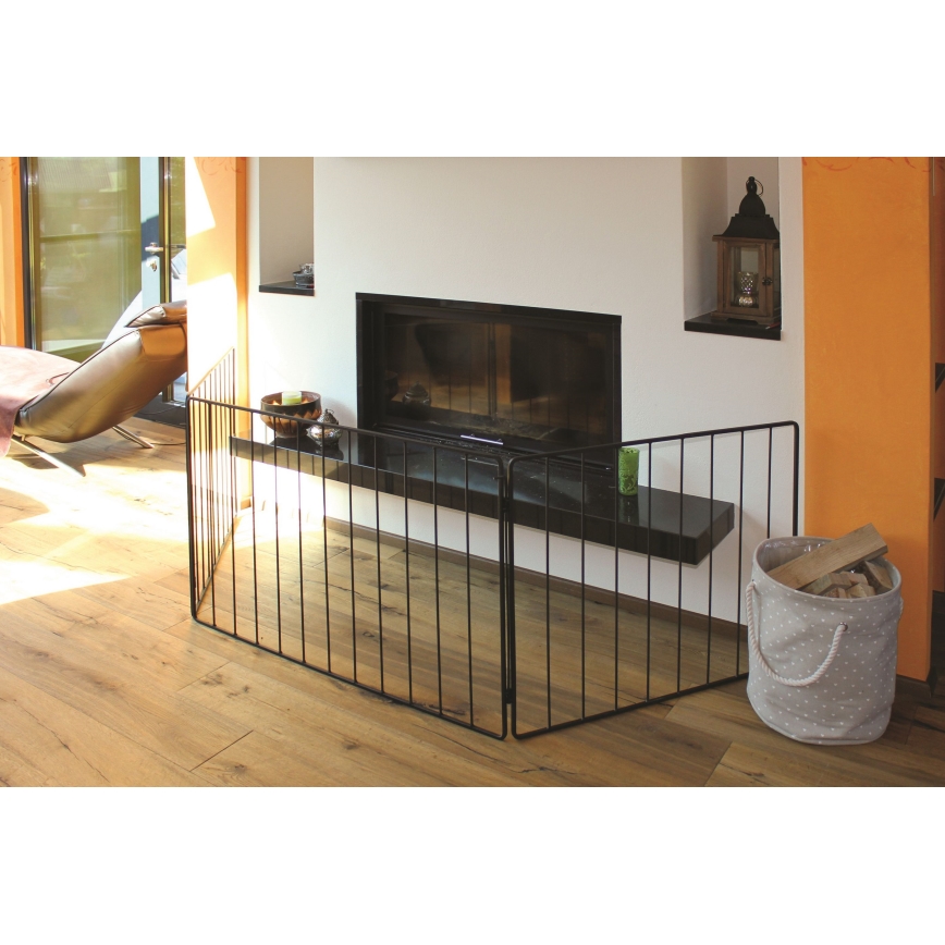 Barierka zabezpieczająca kominek 74x280 cm czarna