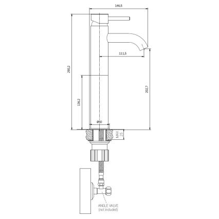 Bateria umywalkowa DRAGOR 29 cm chrom błyszczący