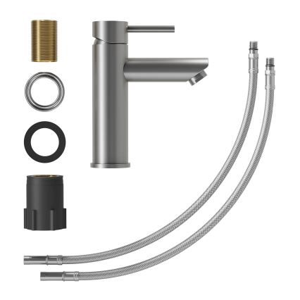 Bateria umywalkowa RINGSTED 17,8 cm, szara o powłoce proszkowej