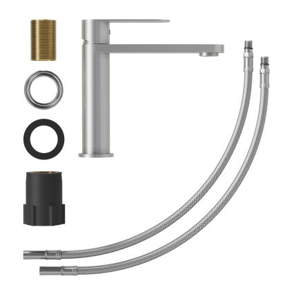 Bateria umywalkowa TARNBY 17,3 cm, szczotkowana stal nierdzewna