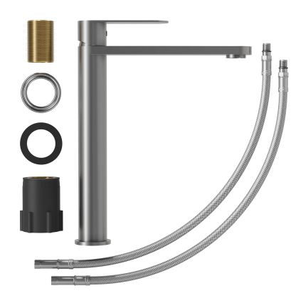 Bateria umywalkowa TARNBY 27,3 cm, szara, z powłoką proszkową