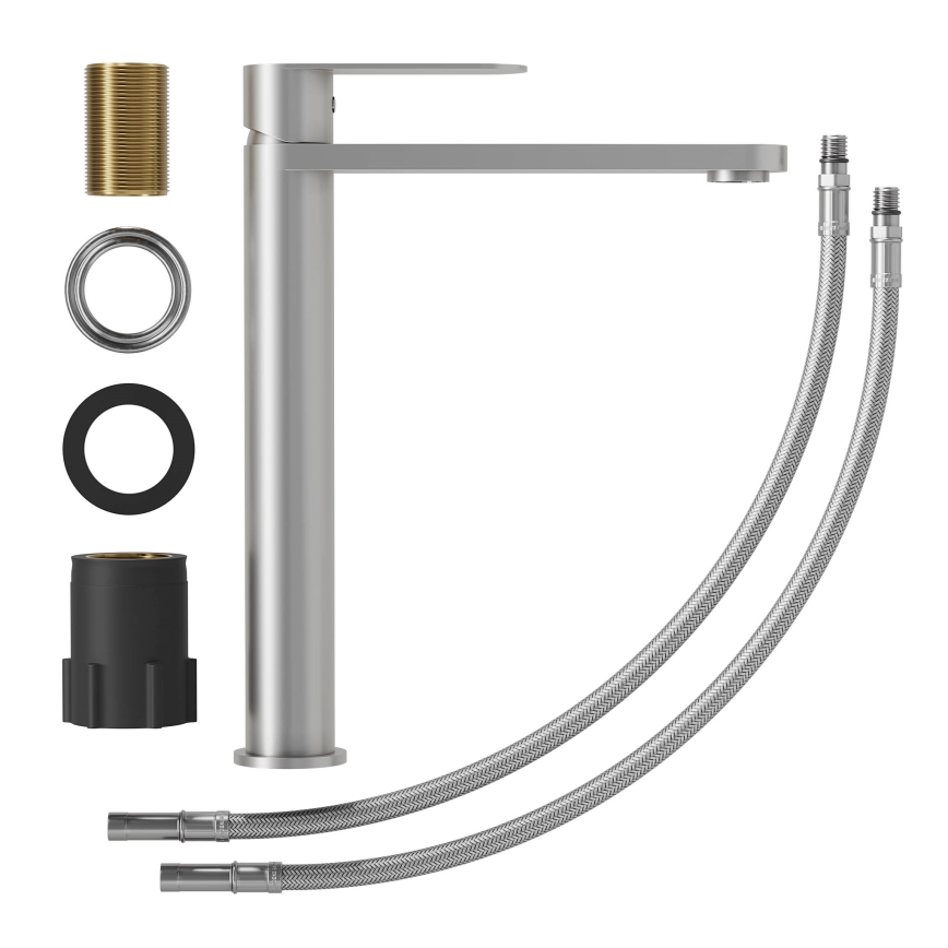Bateria umywalkowa TARNBY 27,3 cm, szczotkowana stal nierdzewna