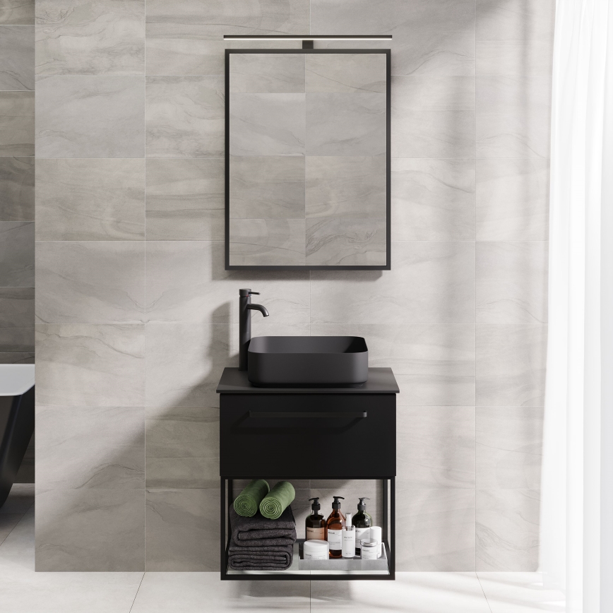 BATH DELUXE 01-060-05-02-00 - Łazienkowe lustro BORGSTED 60x80 cm czarny