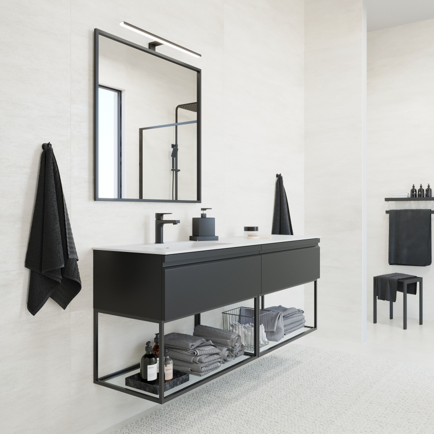 BATH DELUXE 01-080-05-02-00 - Łazienkowe lustro BORGSTED 80x80 cm czarny