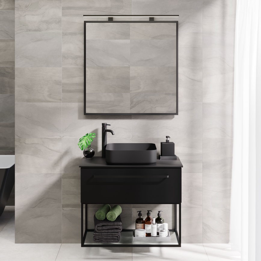 BATH DELUXE 01-080-05-02-00 - Łazienkowe lustro BORGSTED 80x80 cm czarny