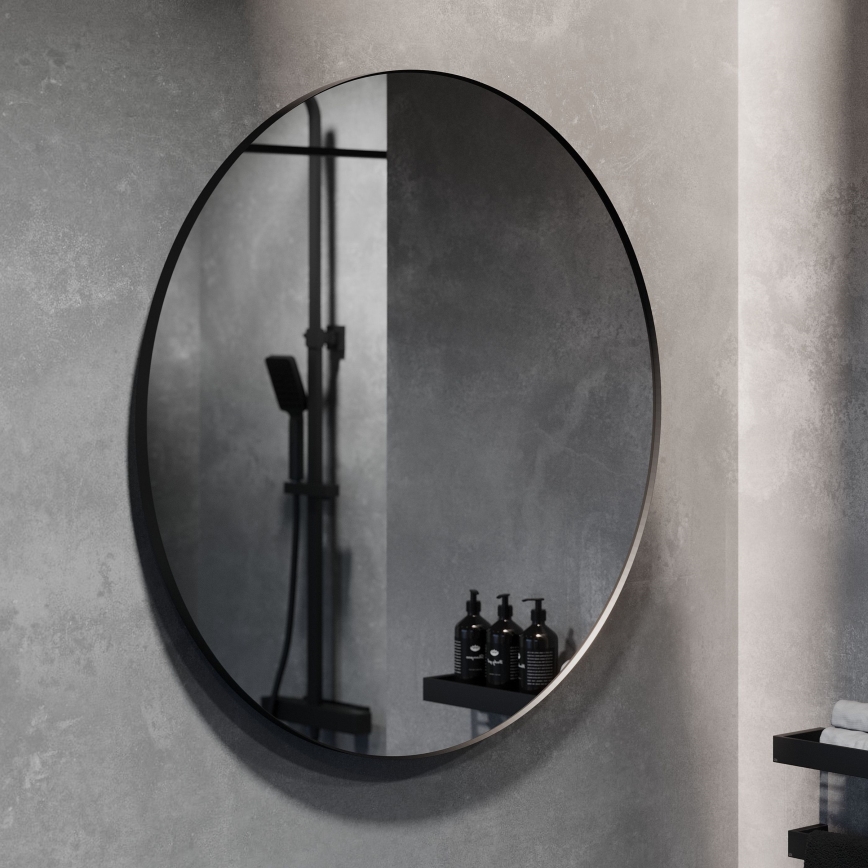 BATH DELUXE 01-080-09-02-00 - Łazienkowe lustro BORGSTED śr. 80 cm czarny