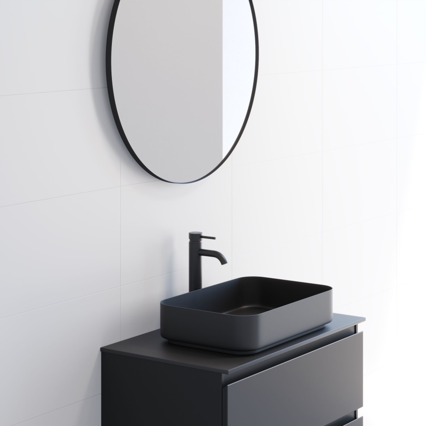 BATH DELUXE 01-080-09-02-00 - Łazienkowe lustro BORGSTED śr. 80 cm czarny