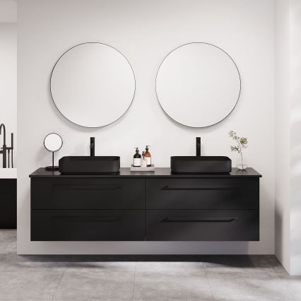 BATH DELUXE 01-080-09-02-00 - Łazienkowe lustro BORGSTED śr. 80 cm czarny