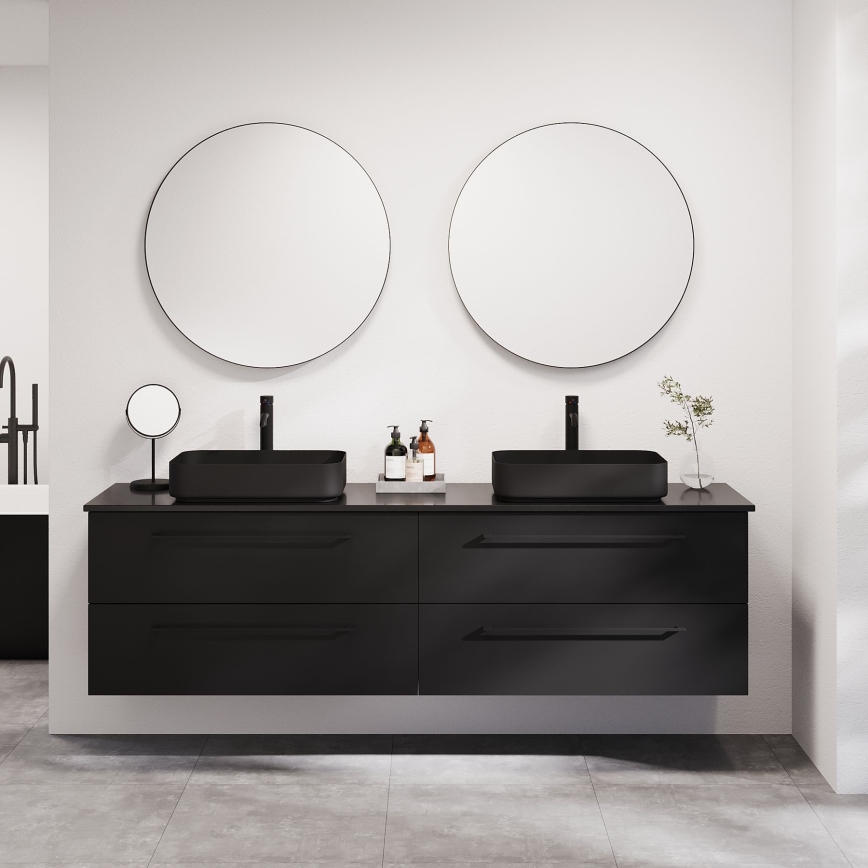 BATH DELUXE 01-080-09-02-00 - Łazienkowe lustro BORGSTED śr. 80 cm czarny