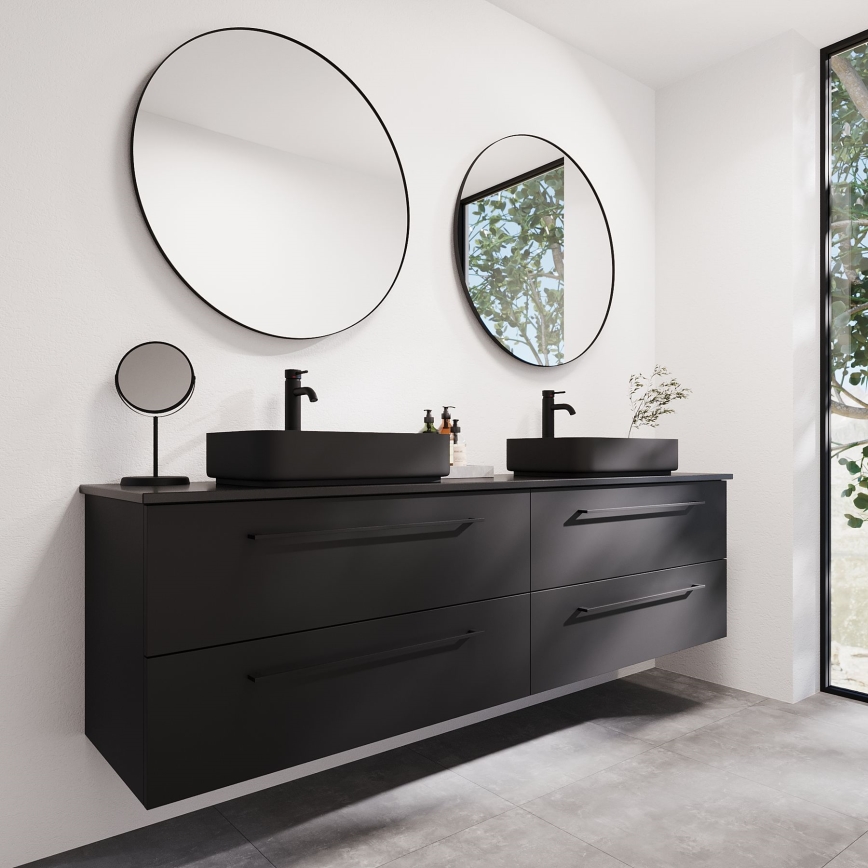BATH DELUXE 01-080-09-02-00 - Łazienkowe lustro BORGSTED śr. 80 cm czarny