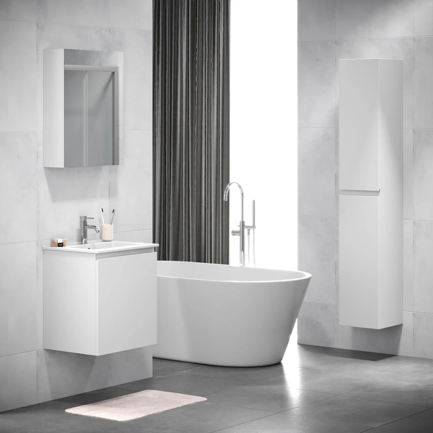BATH DELUXE 02-050-63-01-01 - Lustrzana szafka łazienkowa KENWOOD 65x50 cm matowy biały