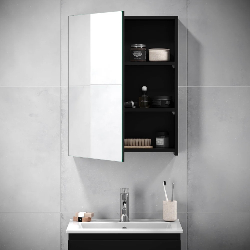 BATH DELUXE 02-050-63-02-01 - Lustrzana szafka łazienkowa KENWOOD 65x50 cm matowy czarny