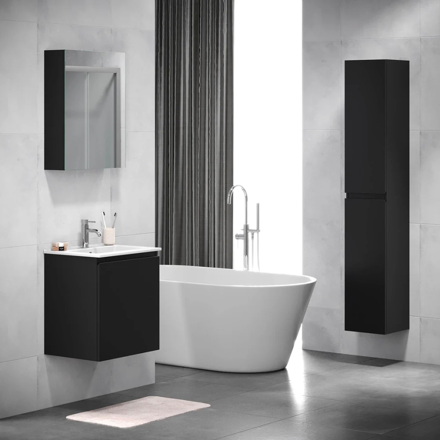 BATH DELUXE 02-050-63-02-01 - Lustrzana szafka łazienkowa KENWOOD 65x50 cm matowy czarny