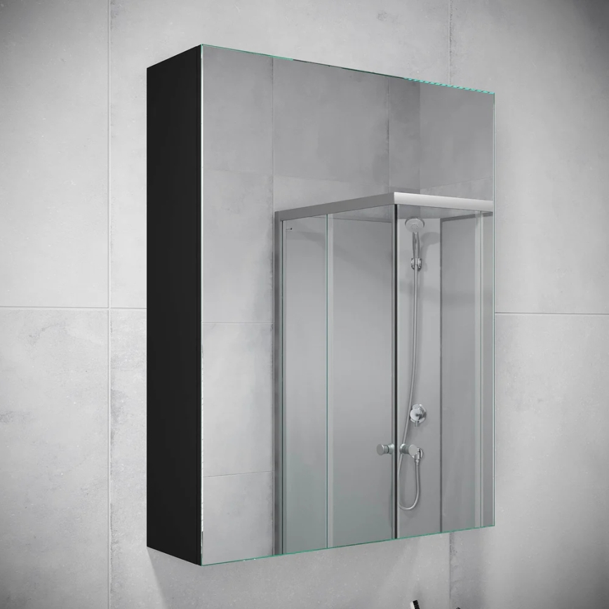 BATH DELUXE 02-050-63-02-01 - Lustrzana szafka łazienkowa KENWOOD 65x50 cm matowy czarny