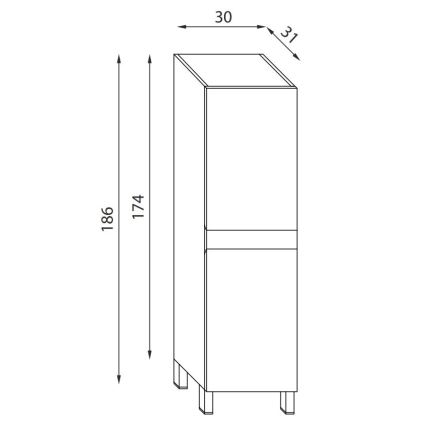 BATH DELUXE 04-030-63-02-01 - Szafka łazienkowa KENWOOD 186 cm matowy czarny