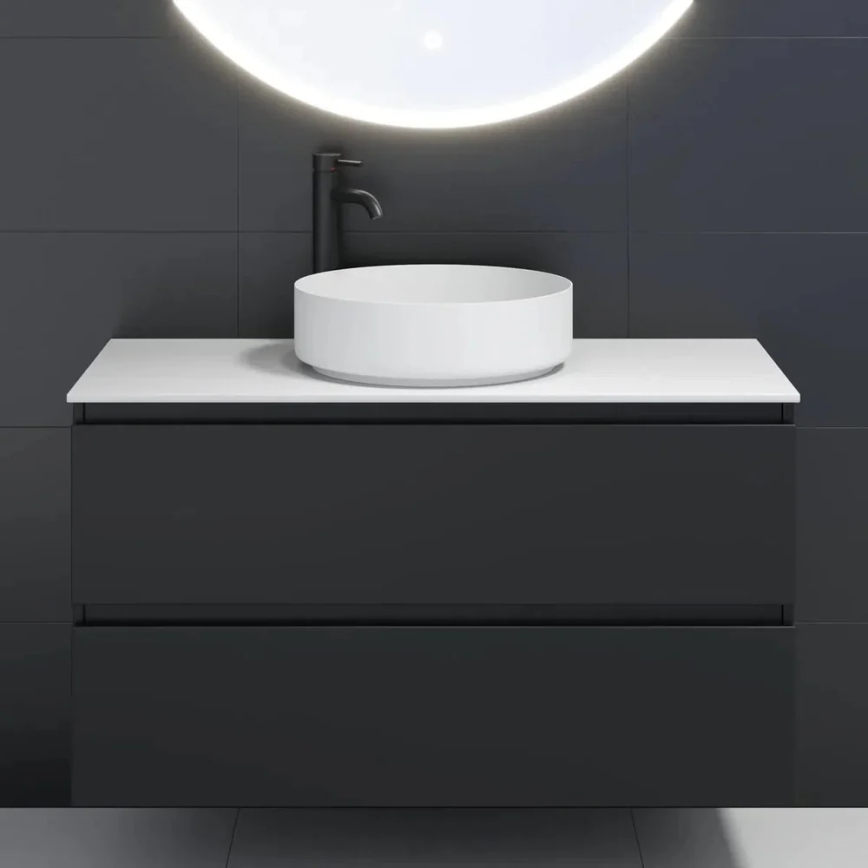 BATH DELUXE 06-040-16-01-00 - Umywalka nablatowa LJORDAL Ø 40 cm stal nierdzewna/biała matowa